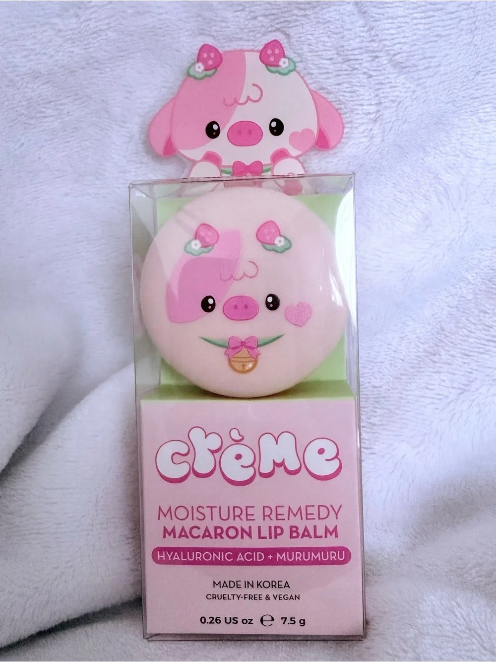 The Crème Shop Moisture Remedy Macaron Lip Balm -Pink Cow (Strawberry Milk)